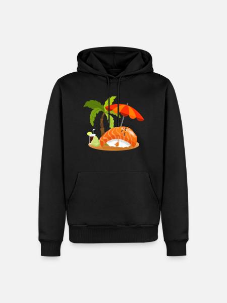 Sushi funny nigiri vacation chill on the beach - Men’s Premium Organic Hoodie - black