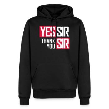 yes sir thank you sir II Militär Soldat Befehl - Männer Premium Bio Hoodie - Schwarz - Vorne - Nico (187cm)