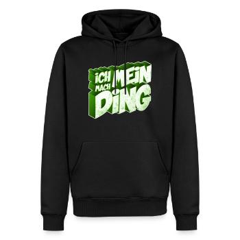Ich mach mein Ding | Motivation Geschenkidee - Männer Premium Bio Hoodie - Schwarz - Vorne - Nico (187cm)