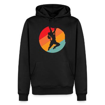 Rock climbing woman - Men’s Premium Organic Hoodie - black - Front - Nico (187cm)