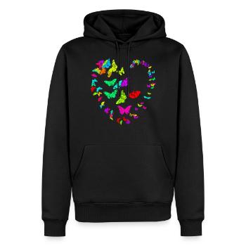 Coeur de papillons - métallique - Sweat à capuche Premium bio Homme - noir - Devant - Nico (187cm)