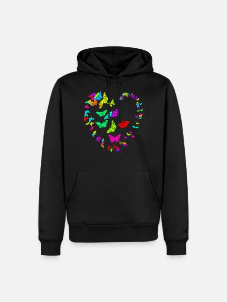 Heart made of butterflies - metallic - Men’s Premium Organic Hoodie - black