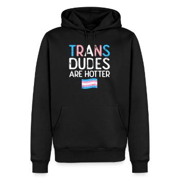 Transgender - Männer Premium Bio Hoodie - Schwarz - Vorne - Nico (187cm)
