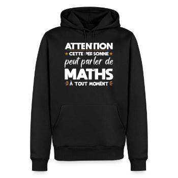 Mathématicien prof de maths mathématique cadeau - Sweat à capuche Premium bio Homme - noir - Devant - Nico (187cm)