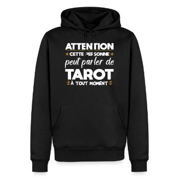 Tarot cadeau drôle jeu de carte retraite - Sweat à capuche Premium bio Homme - noir - Devant - Nico (187cm)