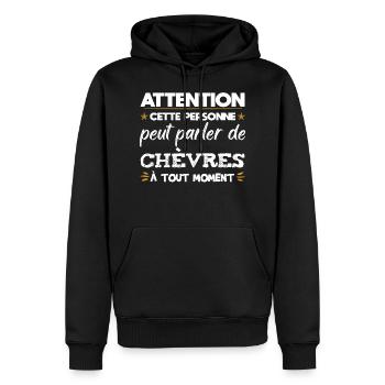 Chèvre fermier paysan éleveur cadeau drôle - Sweat à capuche Premium bio Homme - noir - Devant - Nico (187cm)