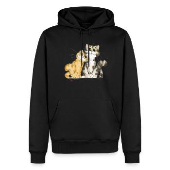 zwei Katzen - Männer Premium Bio Hoodie - Schwarz - Vorne - Nico (187cm)