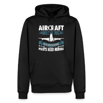 Mécanicien aéronautique - Sweat à capuche Premium bio Homme - noir - Devant - Nico (187cm)