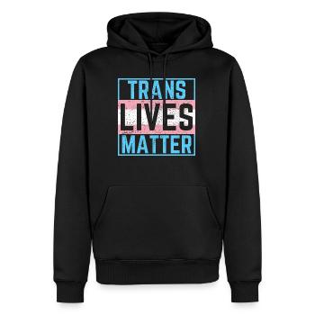 Vie transgenre - Sweat à capuche Premium bio Homme - noir - Devant - Nico (187cm)