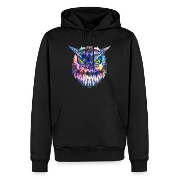 Eule I Kauz I Uhu I Tattoo Vogel Geschenk - Männer Premium Bio Hoodie - Schwarz - Vorne - Nico (187cm)