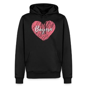 Bayern Liebe mit rotem Herz Schriftzug in Handschr - Männer Premium Bio Hoodie - Schwarz - Vorne - Nico (187cm)