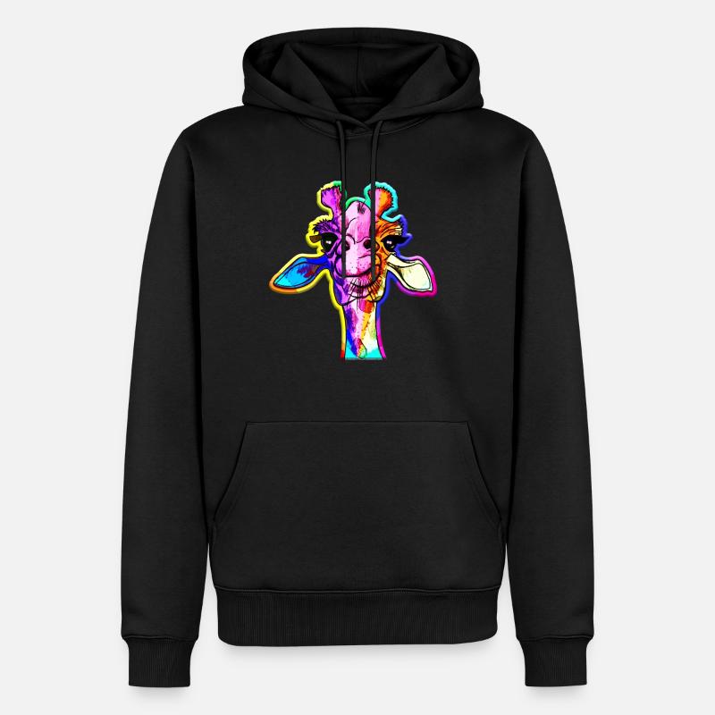 Regenbogen Giraffe Punk Giraffe Rainbow - Männer Premium Bio Hoodie - Schwarz