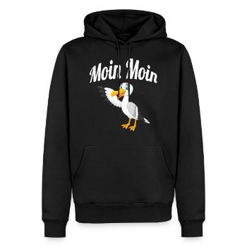 Moin Moin Möwe - Männer Premium Bio Hoodie - Schwarz - Vorne - Nico (187cm)