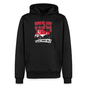 SINGAPUR - Männer Premium Bio Hoodie - Schwarz - Vorne - Nico (187cm)