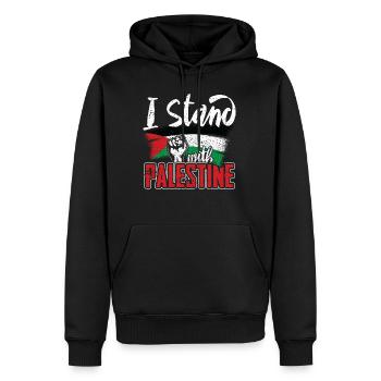 Je suis avec la Palestine - Sweat à capuche Premium bio Homme - noir - Devant - Nico (187cm)