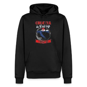 La Croatie appelle et je dois partir - Sweat à capuche Premium bio Homme - noir - Devant - Nico (187cm)