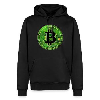 Bitcoin - Sweat à capuche Premium bio Homme - noir - Devant - Nico (187cm)