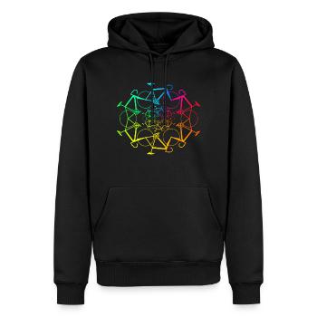 Rennrad Fahrrad in bunten Farben - Männer Premium Bio Hoodie - Schwarz - Vorne - Nico (187cm)