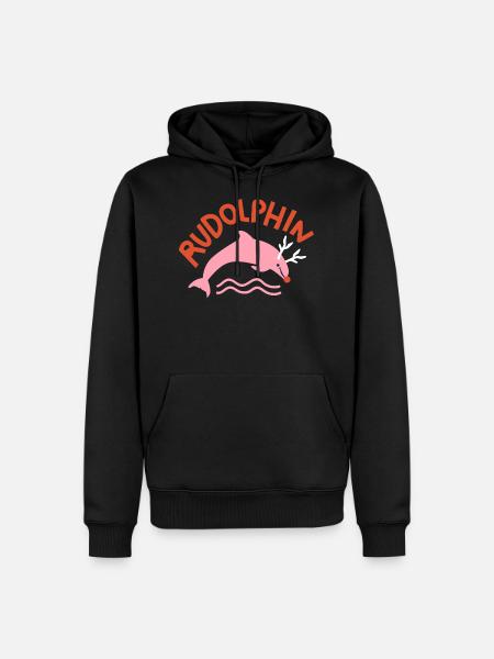 Rudolphin Funny Ugly Christmas Sweater - Men’s Premium Organic Hoodie - black