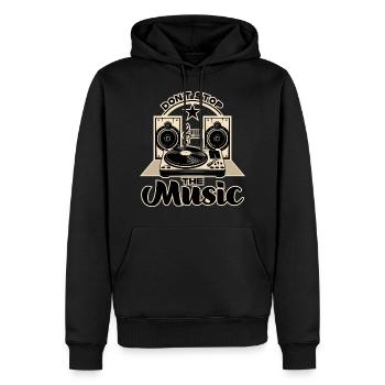 N’ARRÊTEZ PAS LA MUSIQUE - Sweat à capuche Premium bio Homme - noir - Devant - Nico (187cm)