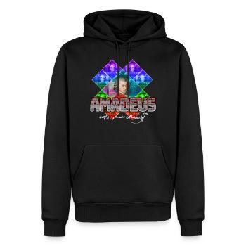 Mozart Pop-Art | Wolfgang Amadeus Mozart Geschenk - Männer Premium Bio Hoodie - Schwarz - Vorne - Nico (187cm)