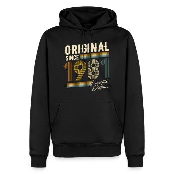 Jahrgang 1981 Original Geburtstag 1981 Retro - Männer Premium Bio Hoodie - Schwarz - Vorne - Nico (187cm)
