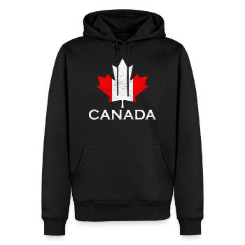Canada feuille d’érable drapeau Vintage - Sweat à capuche Premium bio Homme - noir - Devant - Nico (187cm)