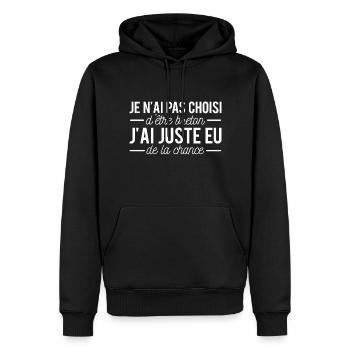 Je suis breton j'ai eu de la chance humour - Sweat à capuche Premium bio Homme - noir - Devant - Nico (187cm)