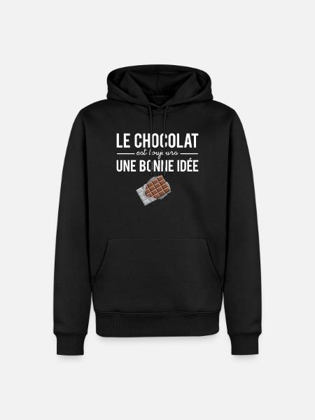 Le chocolat est toujours une bonne idée humour - Sweat à capuche Premium bio Homme - noir