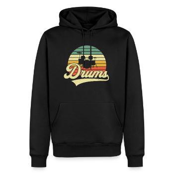 Schlagzeug Drums Retro Vintage - Men’s Premium Organic Hoodie - black - Front - Nico (187cm)