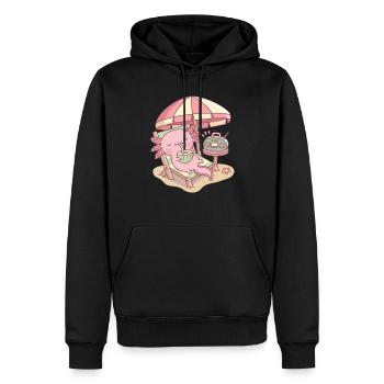 Cute Axolotl Relaxing At The Beach - Men’s Premium Organic Hoodie - black - Front - Nico (187cm)