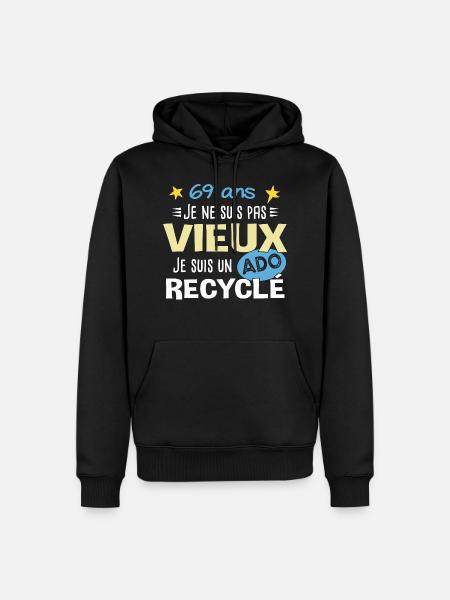 69 ans anniversaire papy fête des pères humour - Sweat à capuche Premium bio Homme - noir