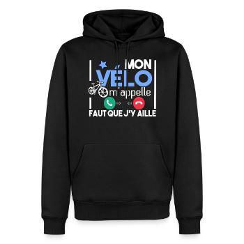 Vélo Cycliste Cyclisme VTT Humour Sport T-shirts - Sweat à capuche Premium bio Homme - noir - Devant - Nico (187cm)