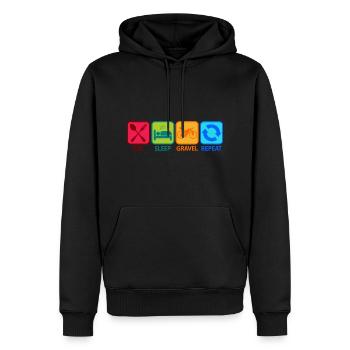 Gravelbike Gravel Rennrad Fahrrad Eat Sleep - Männer Premium Bio Hoodie - Schwarz - Vorne - Nico (187cm)