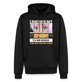 J’ai mis mon anime en pause pour être ici - Funny Manga anime - Sweat à capuche Premium bio Homme - noir - Devant - Nico (187cm)