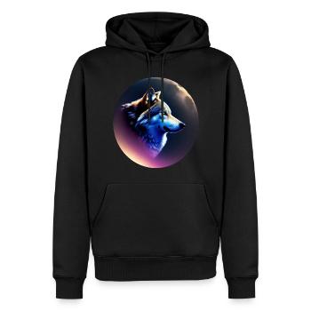 Wolf - Männer Premium Bio Hoodie - Schwarz - Vorne - Nico (187cm)