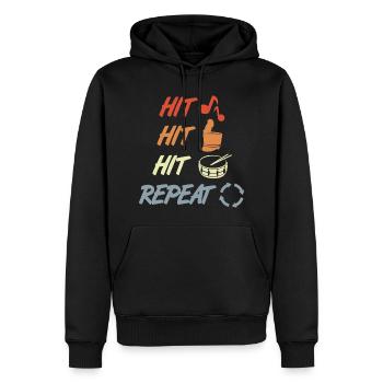 Schlage und Wiederhole - Männer Premium Bio Hoodie - Schwarz - Vorne - Nico (187cm)