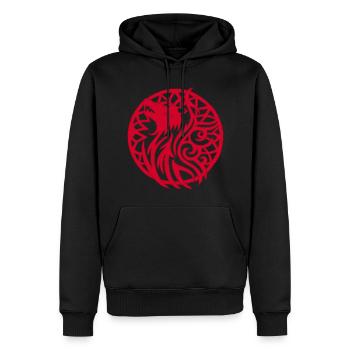 Roter Wolf und Glücksbringer - Männer Premium Bio Hoodie - Schwarz - Vorne - Nico (187cm)