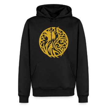 Goldener Wolf und Glücksbringer - Männer Premium Bio Hoodie - Schwarz - Vorne - Nico (187cm)