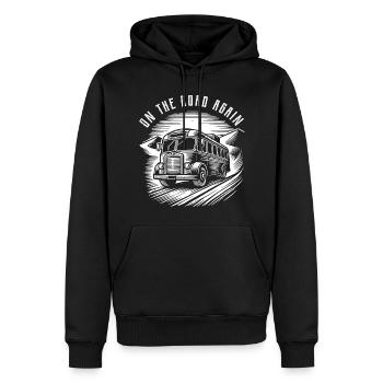 T-shirt de bus vintage sur la route à nouveau - Sweat à capuche Premium bio Homme - noir - Devant - Nico (187cm)