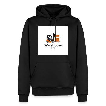 Lager Logo Gabelstapler - Männer Premium Bio Hoodie - Schwarz - Vorne - Nico (187cm)