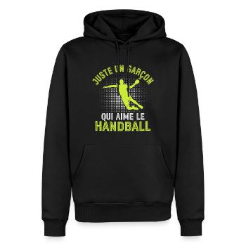 Nur ein Junge, der Handball liebt - Männer Premium Bio Hoodie - Schwarz - Vorne - Nico (187cm)