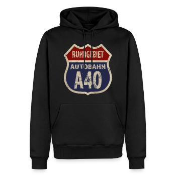 A40 - Ruhrgebiet - Männer Premium Bio Hoodie - Schwarz - Vorne - Nico (187cm)