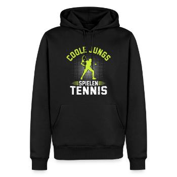 Coole Jungs Spielen Tennis  - Männer Premium Bio Hoodie - Schwarz - Vorne - Nico (187cm)