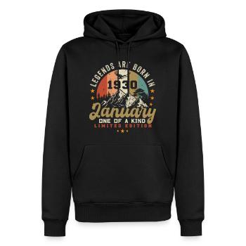 Januar Jahrgang 1930 94.Geburtstag Geschenk - Männer Premium Bio Hoodie - Schwarz - Vorne - Nico (187cm)