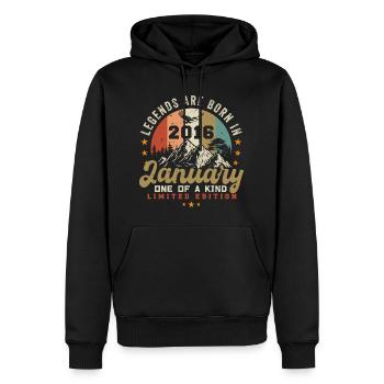 January vintage 2016 - 8th birthday gift - Men’s Premium Organic Hoodie - black - Front - Nico (187cm)