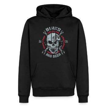 Bikes and Beer Skull Motif - Men’s Premium Organic Hoodie - black - Front - Nico (187cm)