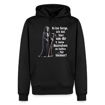 Sensenmann Tod schwarzer Humor lustige Sprüche - Männer Premium Bio Hoodie - Schwarz - Vorne - Nico (187cm)