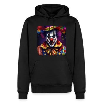 Evil grinning horror clown with red nose - Men’s Premium Organic Hoodie - black - Front - Nico (187cm)