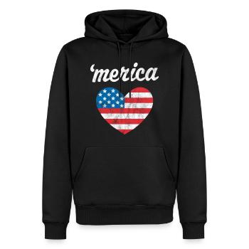 "Merica - Männer Premium Bio Hoodie - Schwarz - Vorne - Nico (187cm)